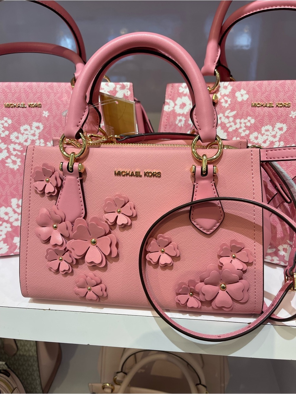MICHAEL KORS Marilyn Sm Floral Embellished Satchel Messenger Cros
Carnation 
NWT - Picture 14 of 16